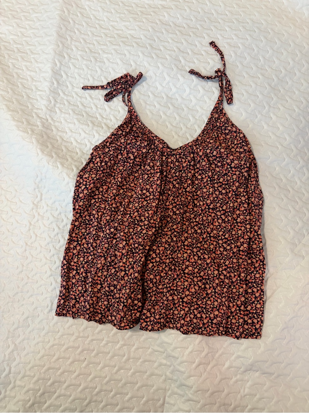Old Navy Floral Tie-Shoulder Cami - Pink on Black